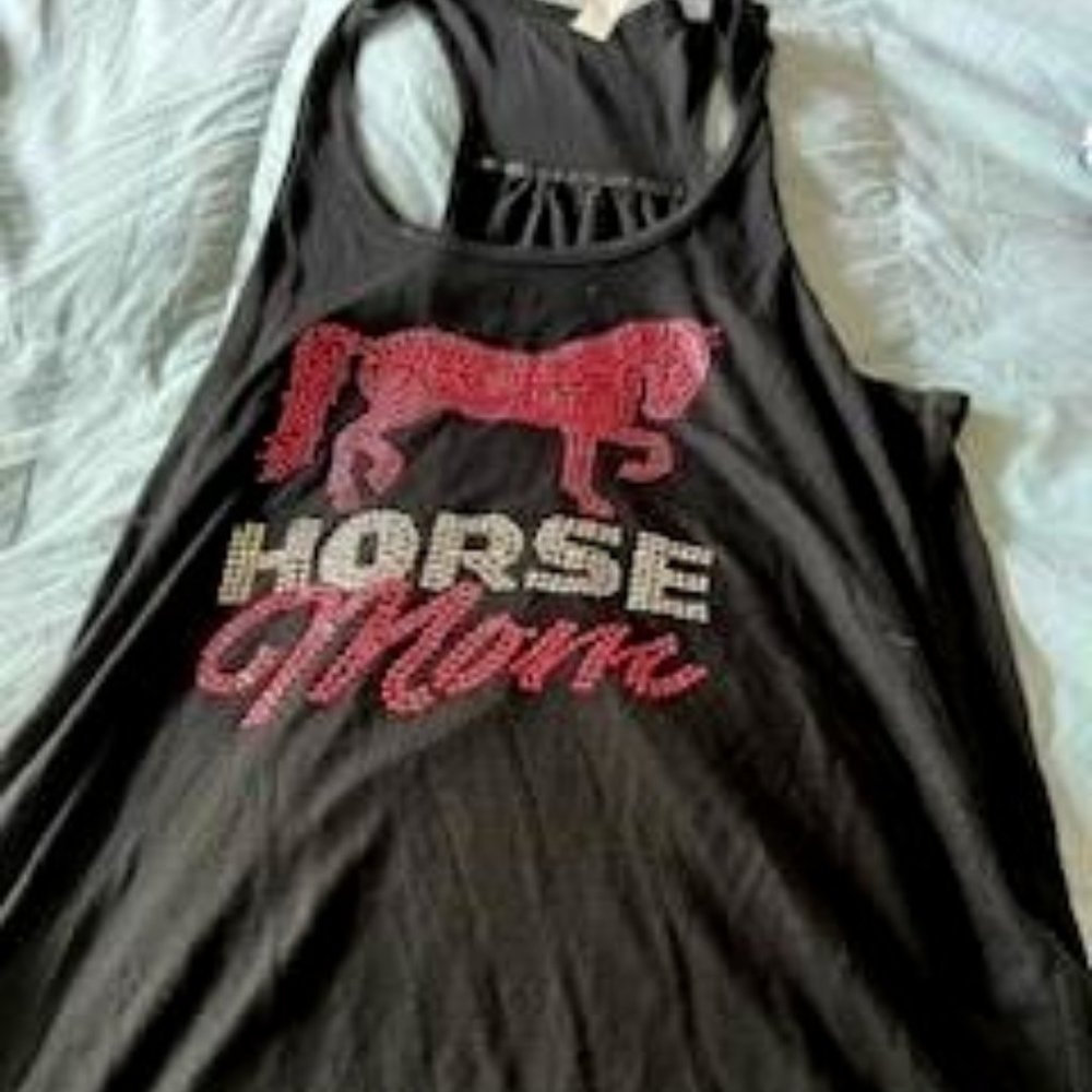 Horse Mom Rhinestone Tank Top - Larage